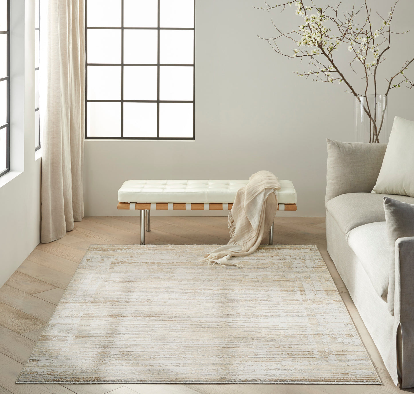 Calvin Klein CK078 Summit 5'3" x 7'9" Natural Ivory Modern Indoor Rug
