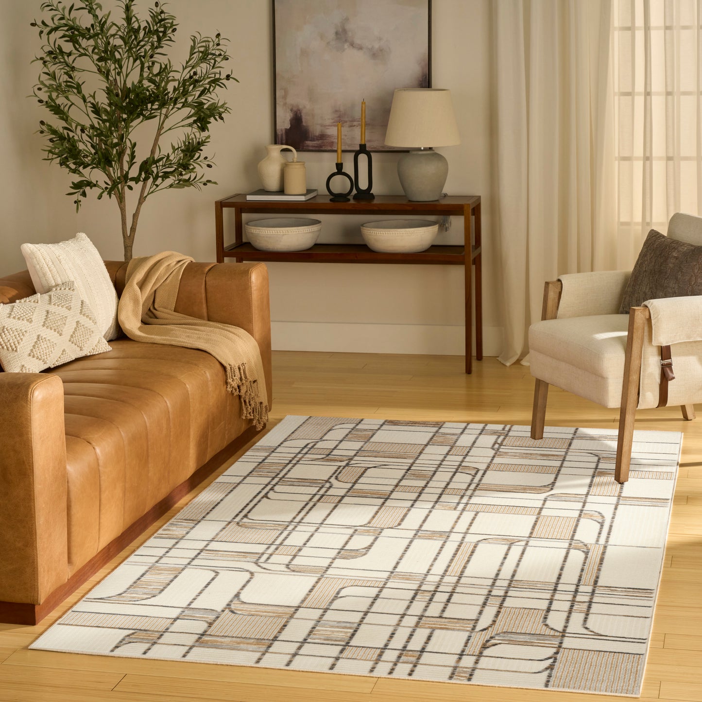 Nourison Nordic 4' x 6' Ivory Multicolor Mid-Century Modern Indoor Rug