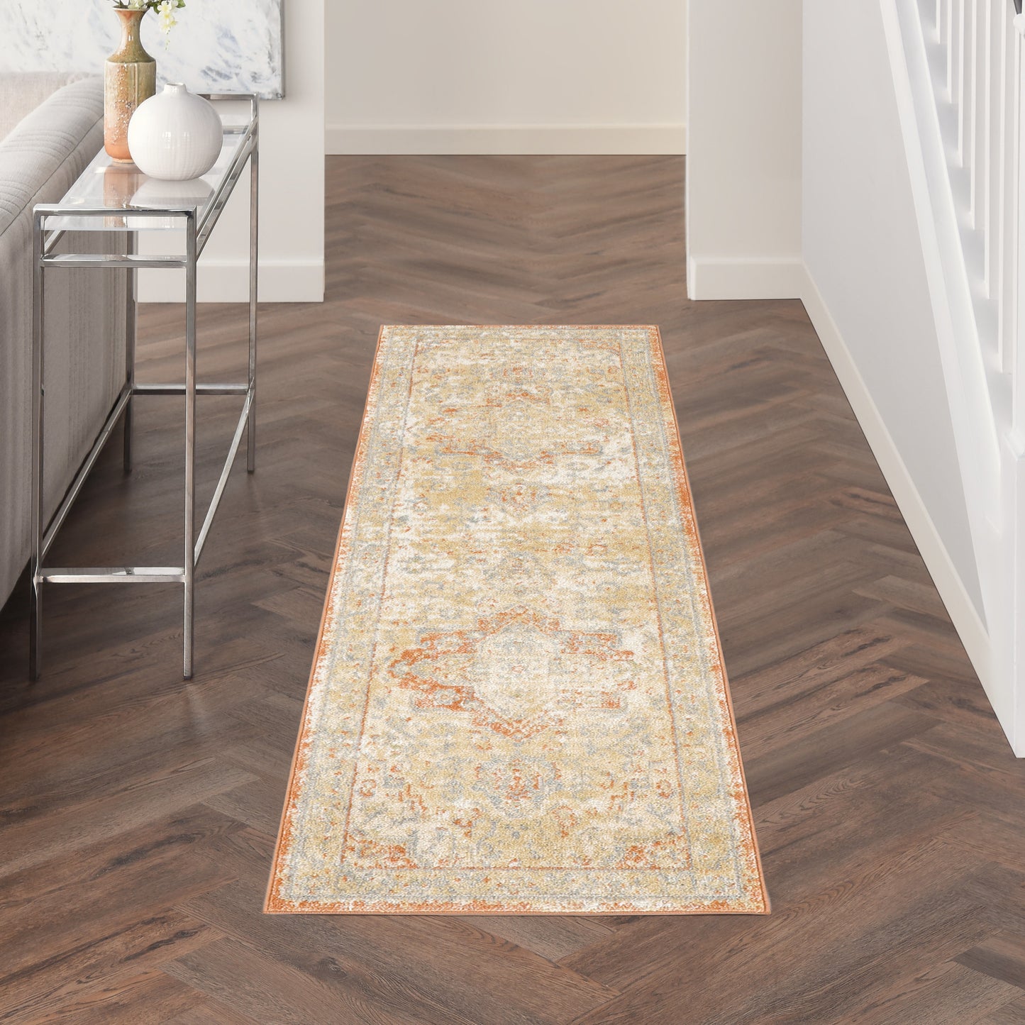 Nourison Nourison Essentials Persian 2'2" x 14 Beige Rust Vintage Rug