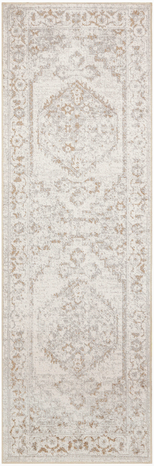 Nourison Astra Machine Washable 2'2" x 8' Grey Vintage Indoor Rug