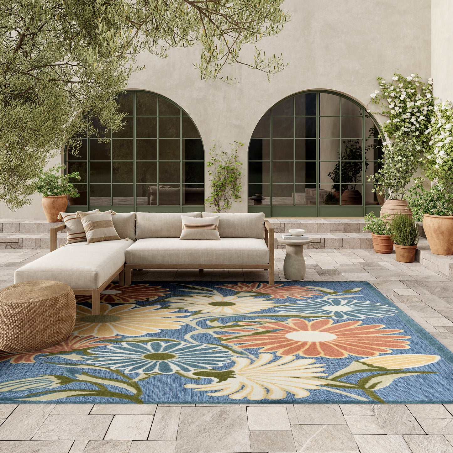 Nourison Aloha 7'10" x 10'6" Blue Sage Outdoor Rug
