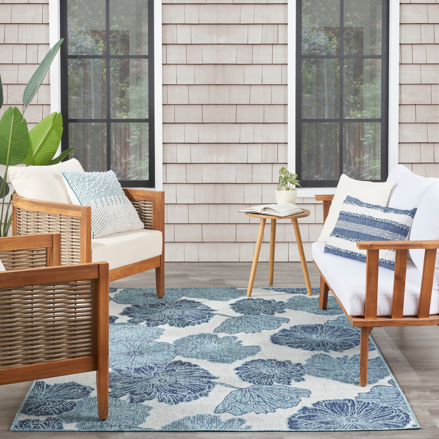 Nourison Garden Oasis 10' x 14' Blue Tropical Rug