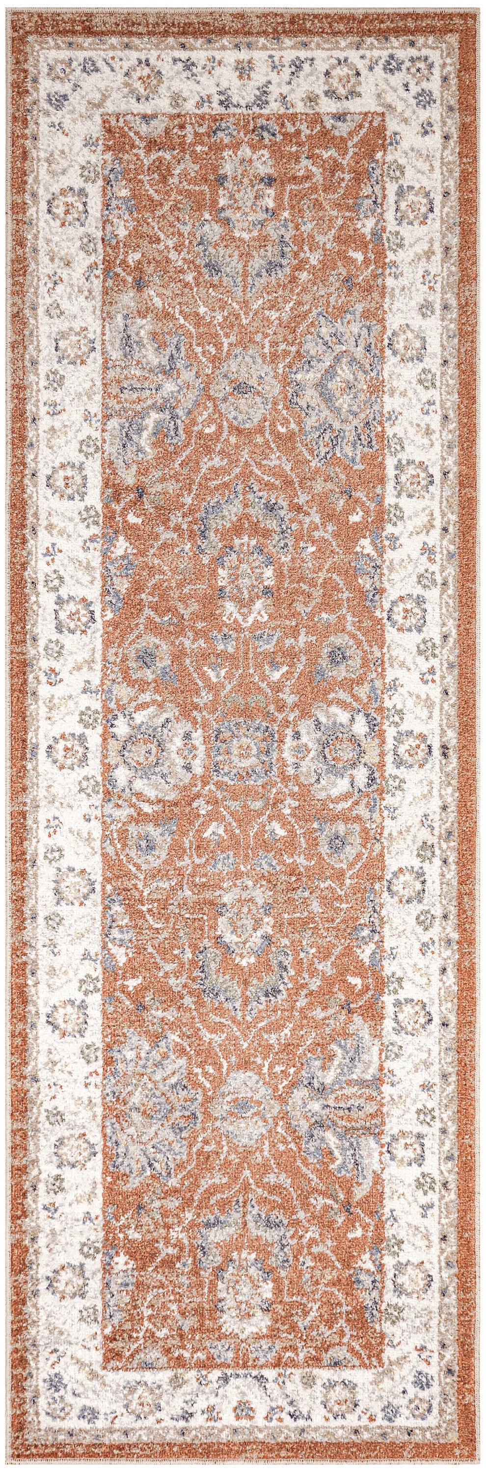 Nourison Astra Machine Washable 2' x 6' Rust Ivory Vintage Indoor Rug