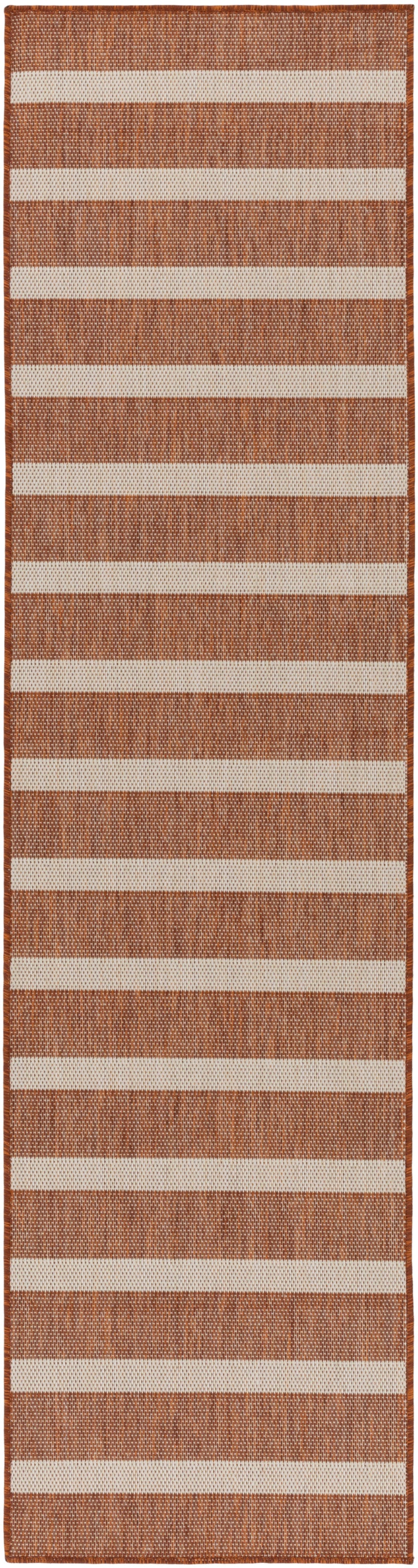 Nourison Positano 2'2" x 10' Terracotta Ivory Modern Rug