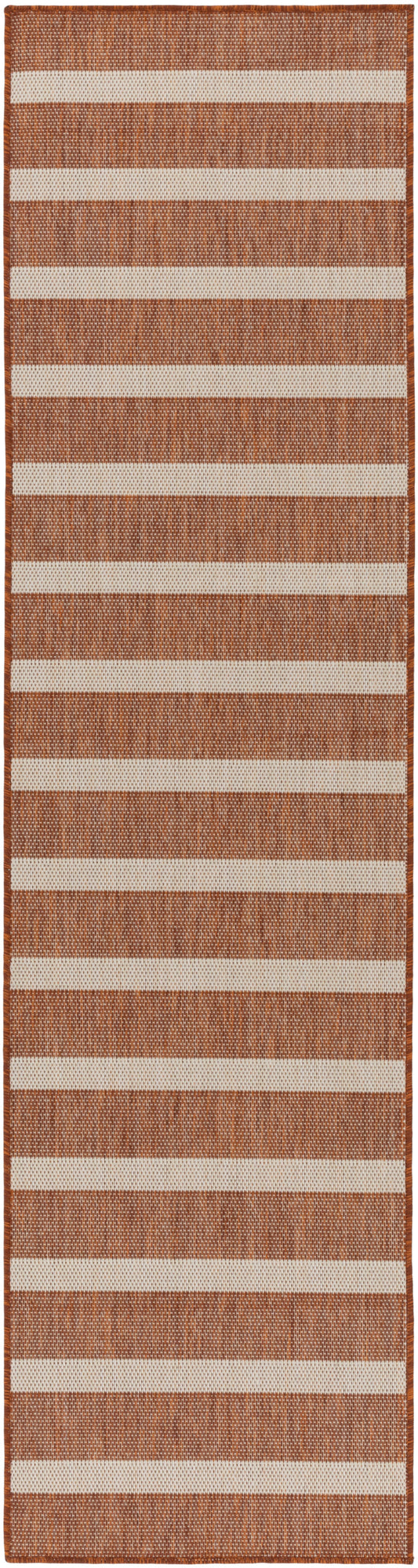 Nourison Positano 2'2" x 10' Terracotta Ivory Modern Rug