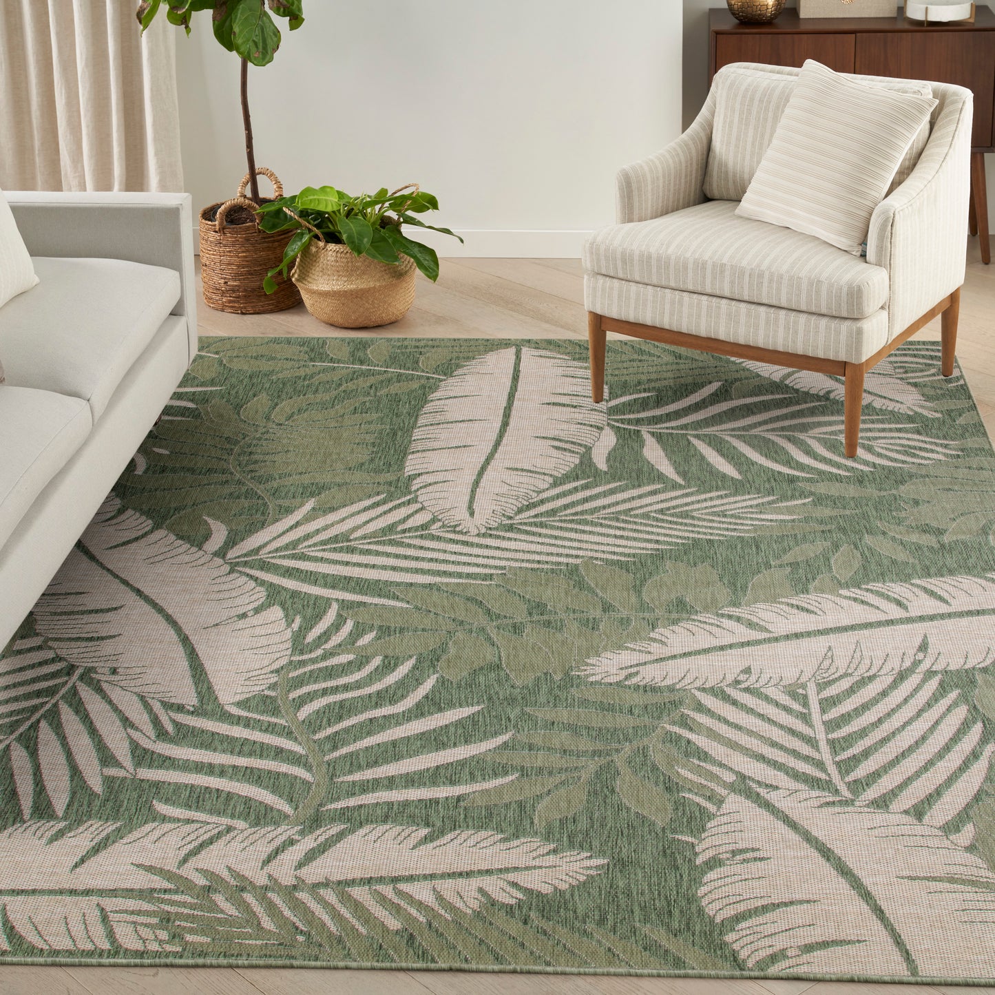 Nourison Garden Oasis 10' x 14' Green Ivory Outdoor Rug