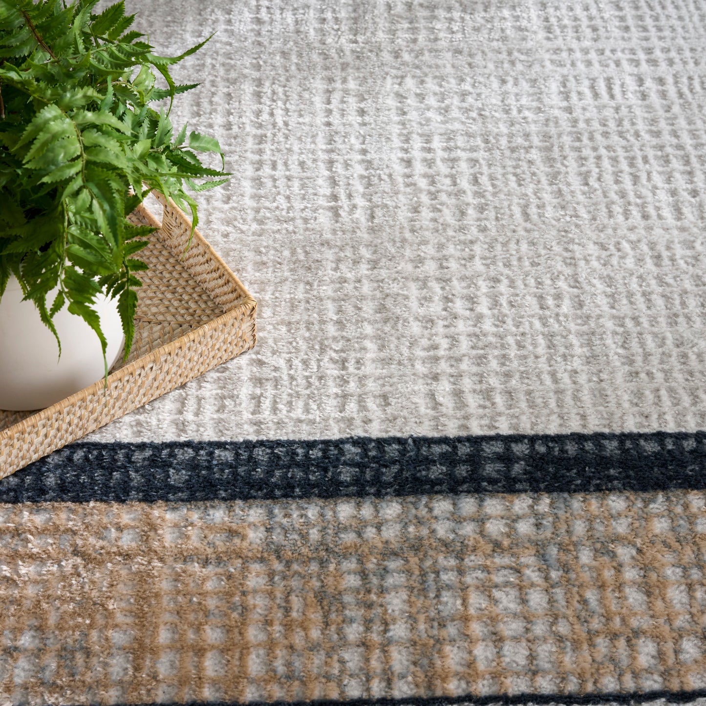 Nourison Dekor 5'3" x 7' Grey Navy Modern Indoor Rug