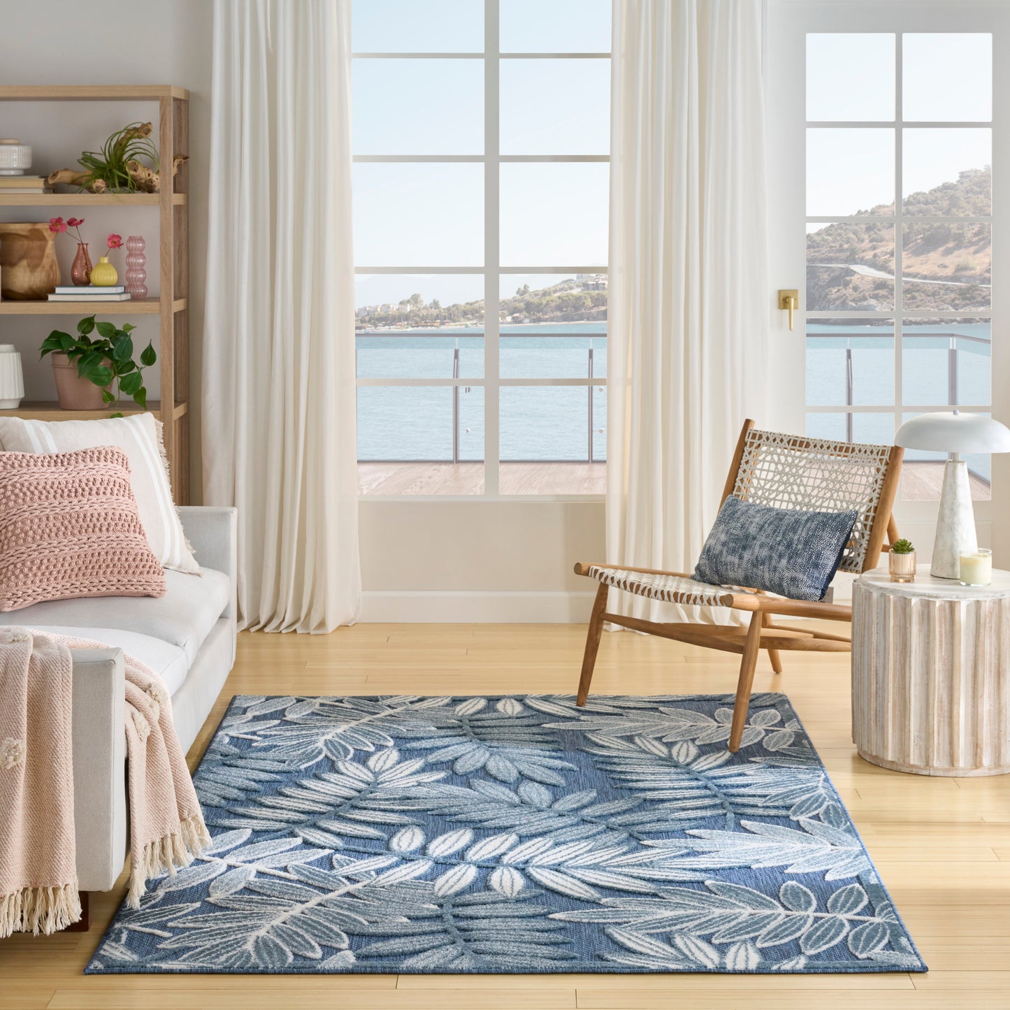Nourison Aloha 3'6" x 5'6" Blue Modern Rug