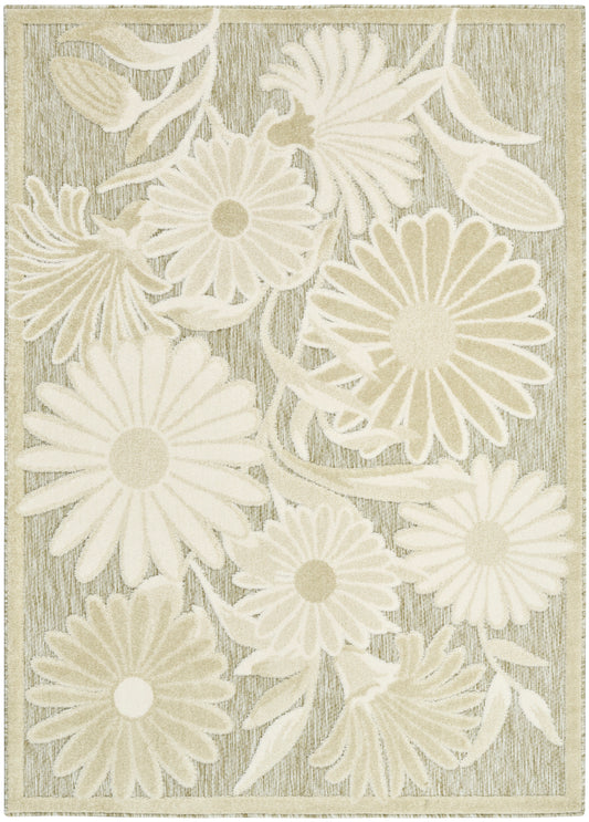 Nourison Aloha 5'3" x 7'5" Ivory Sage Outdoor Rug