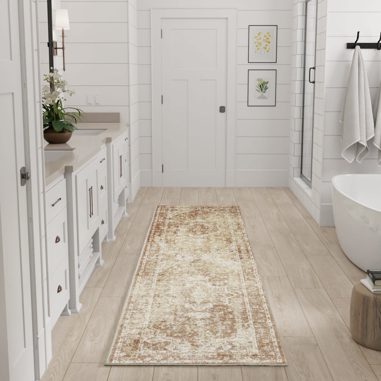 Nourison Astra Machine Washable 2'2" x 8' Rust Vintage Indoor Rug