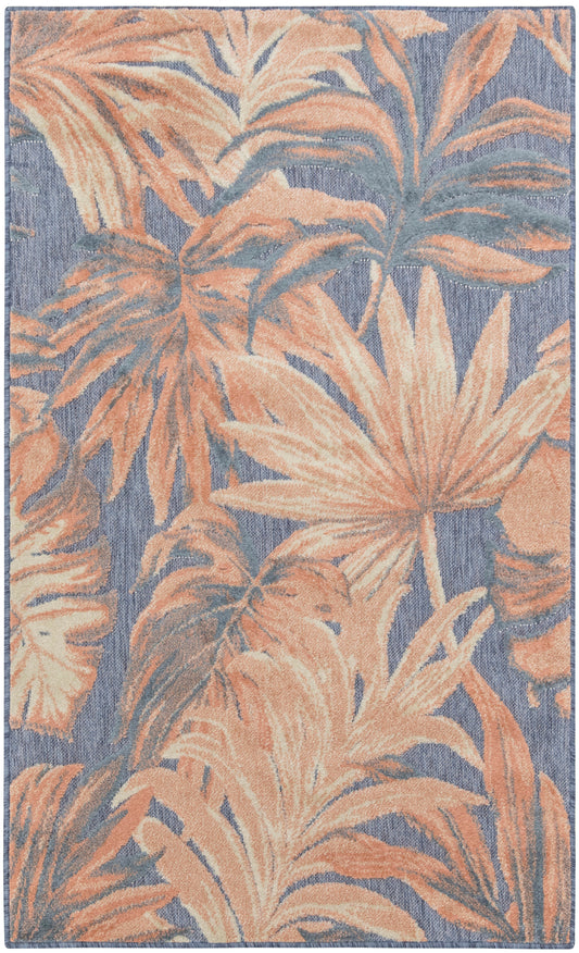 Nourison Aloha 2'8" x 4' Blue Rose Modern Rug