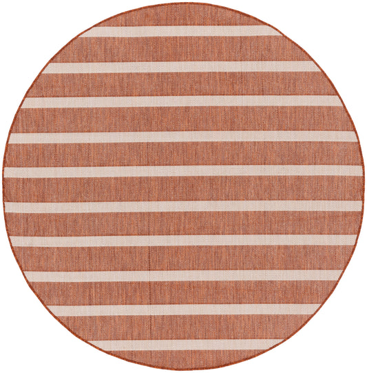 Nourison Positano 6' x Round Terracotta Ivory Modern Rug