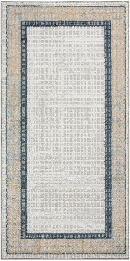 Nourison Dekor 2' x 4' Grey Navy Modern Indoor Rug