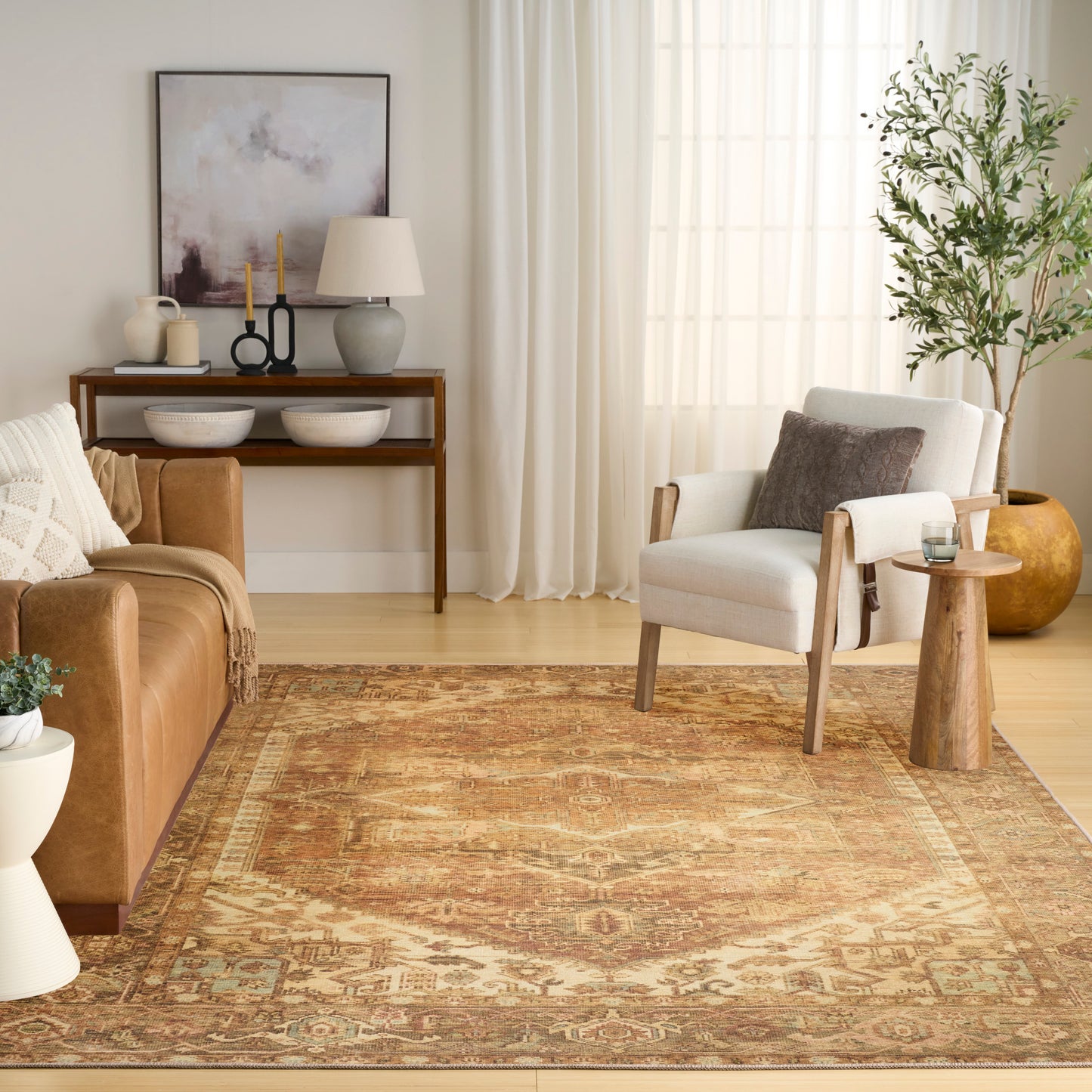 Nourison Vintage Washables 9'10" x 13'2" Gold Vintage Indoor Rug