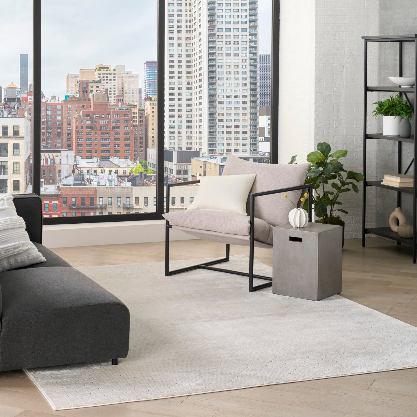 DKNY Grand Street 6' x 9' Ivory Modern Indoor Rug