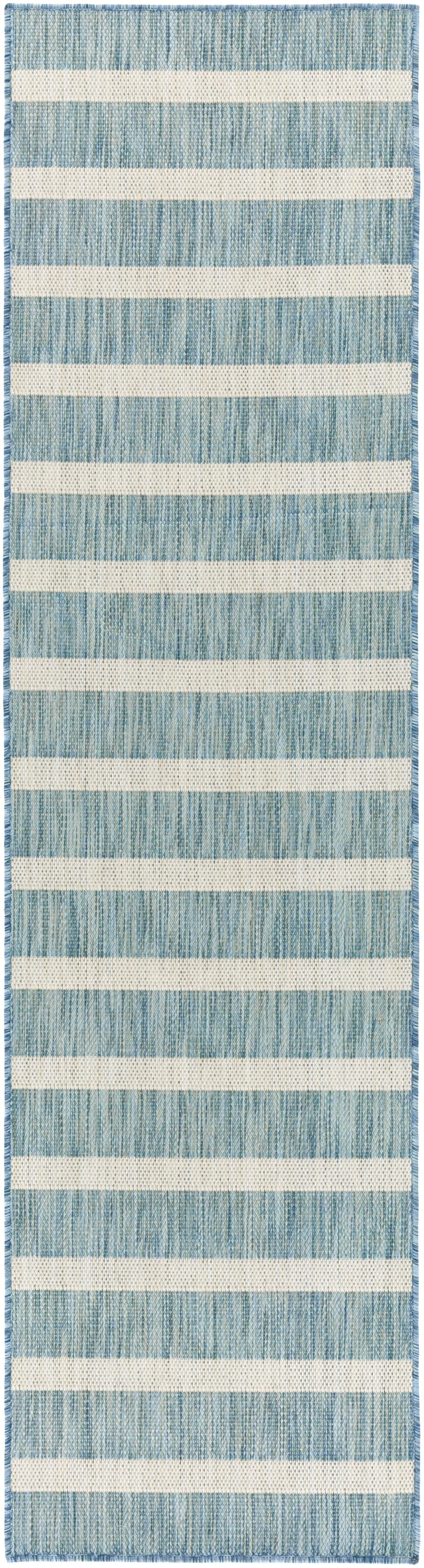 Nourison Positano 2'2" x 10' Aqua Ivory Modern Rug