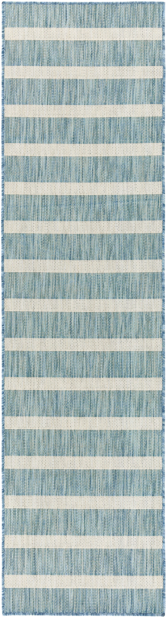 Nourison Positano 2'2" x 10' Aqua Ivory Modern Rug