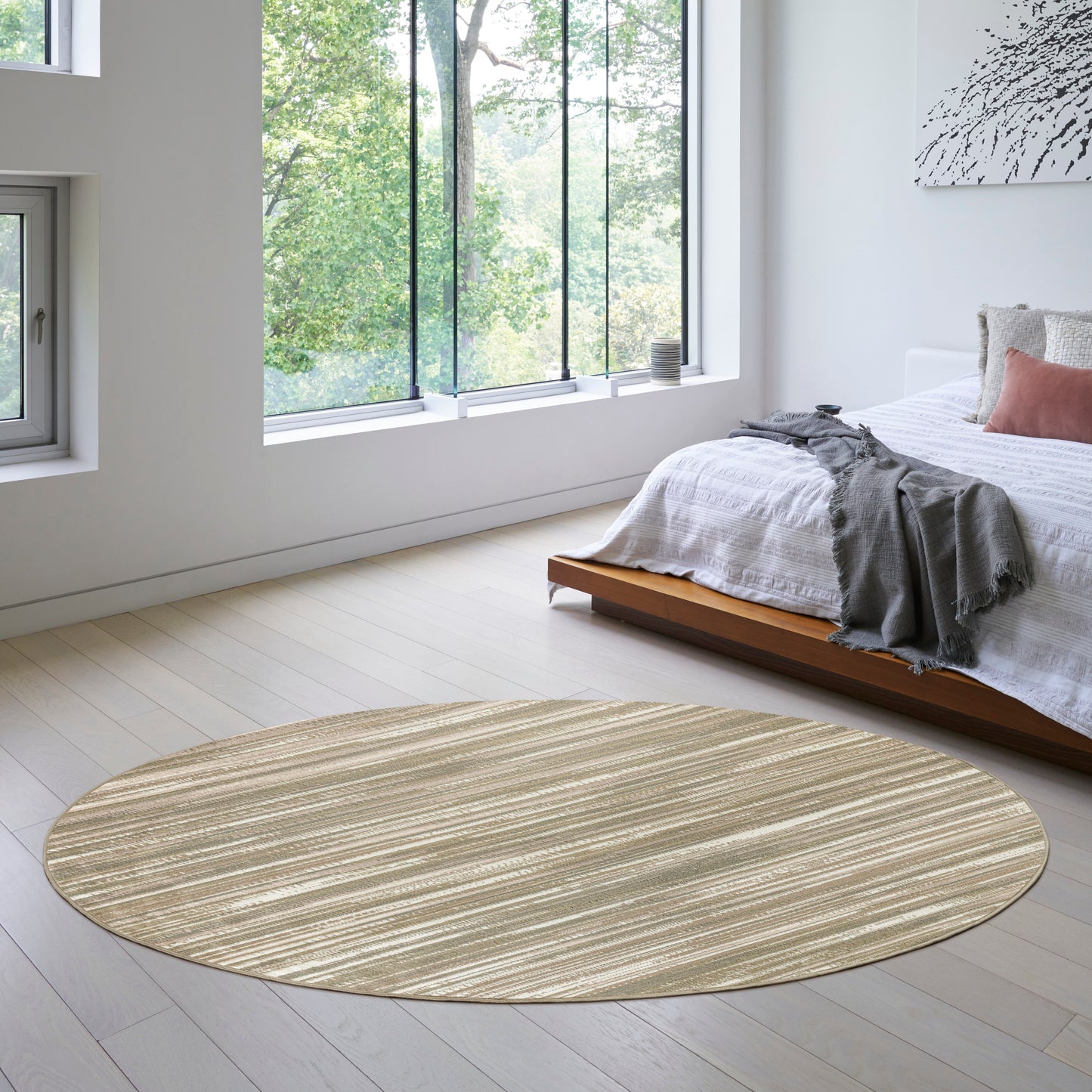 Nourison Jubilant 8' x Round Green Ivory Modern Indoor Rug