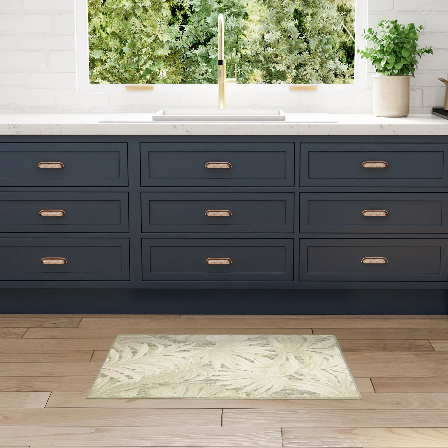 Nourison Aloha 2'8" x 4' Ivory Sage Modern Rug