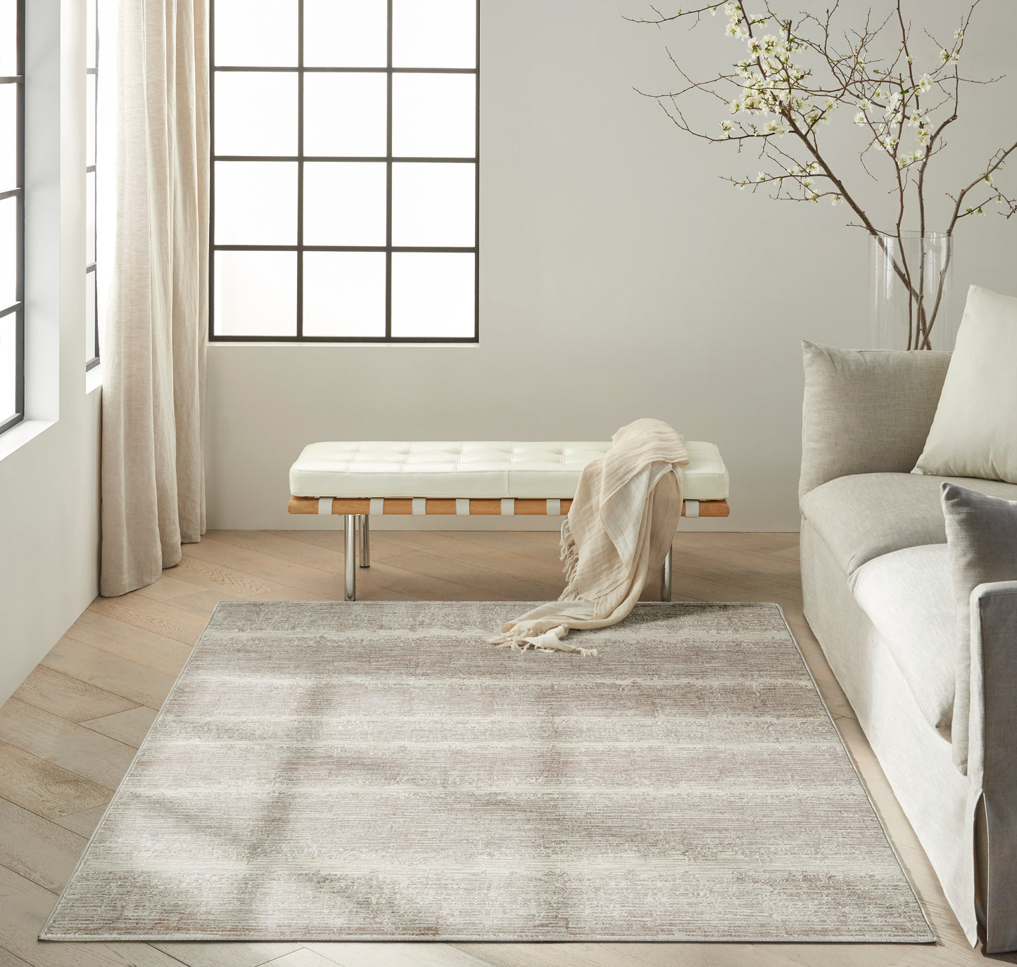 Calvin Klein CK079 Notes 3'11" x 5'11" Ivory Grey Modern Indoor Rug