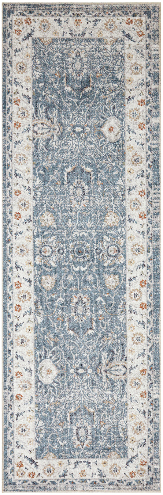 Nourison Astra Machine Washable 2'2" x 8' Blue Vintage Indoor Rug