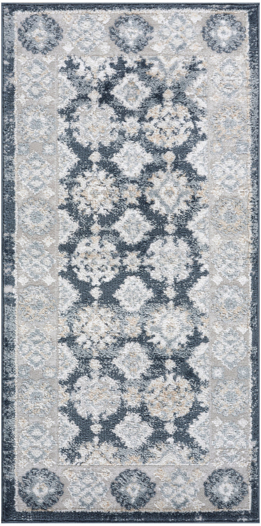 Nourison Dekor 2' x 4' Grey Navy Vintage Indoor Rug