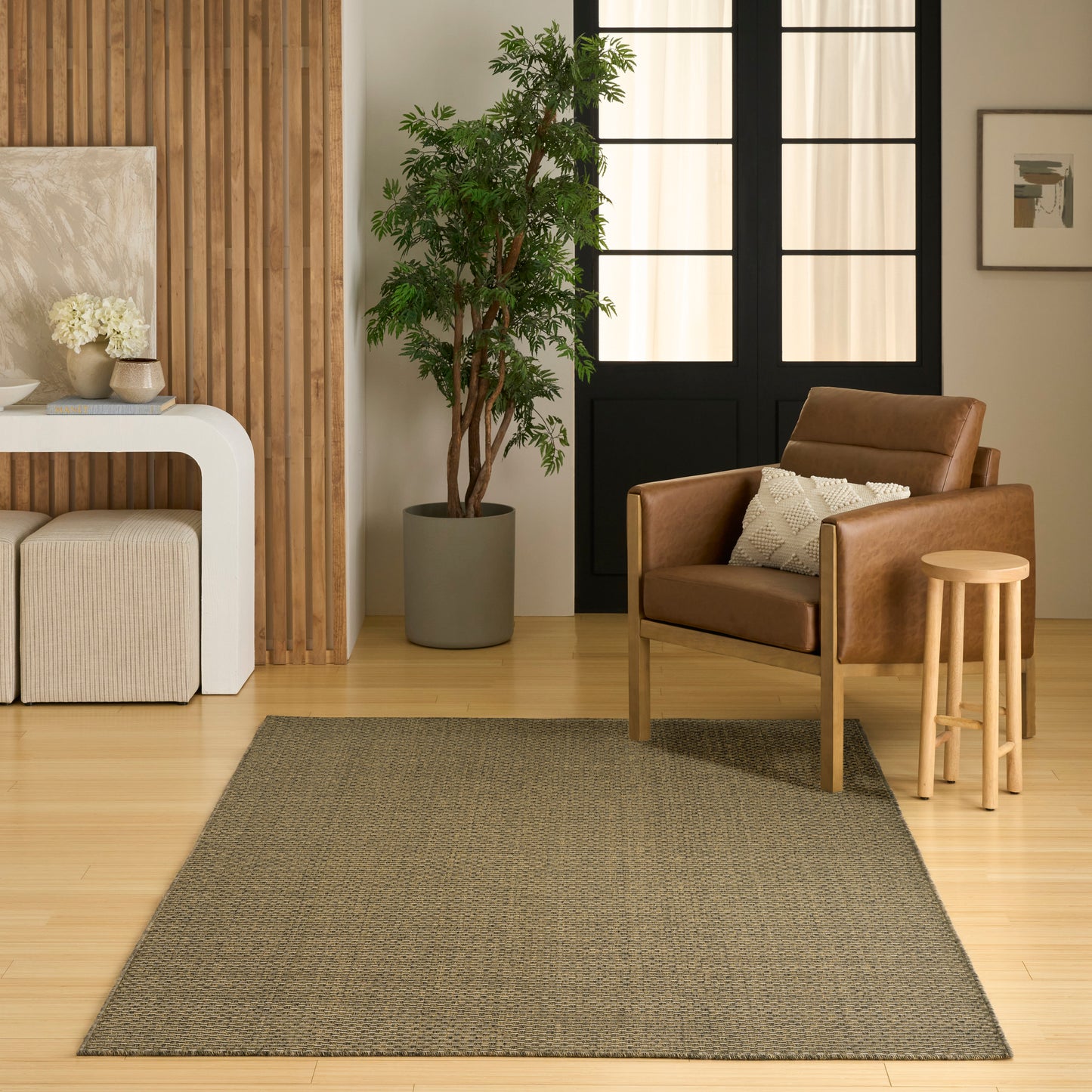 Nourison Tulum 5'3" x 7' Olive Outdoor Rug