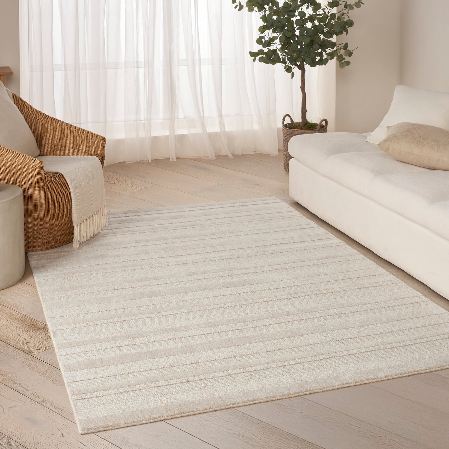 DKNY Pure Multi Weave 5'3" x 7'3" Ivory Contemporary Indoor Rug