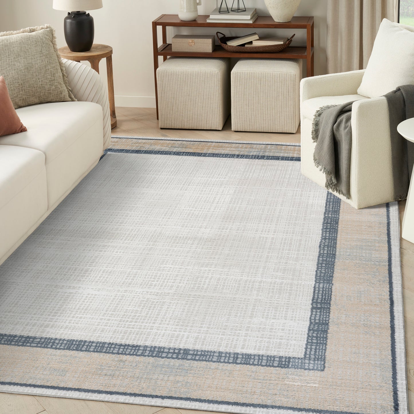 Nourison Dekor 7'10" x 9'10" Grey Navy Modern Indoor Rug