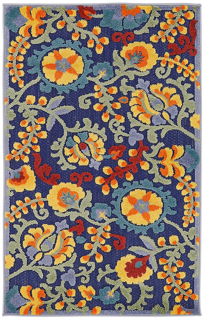 Nourison Aloha 2' x 3' Navy Multicolor Outdoor Rug