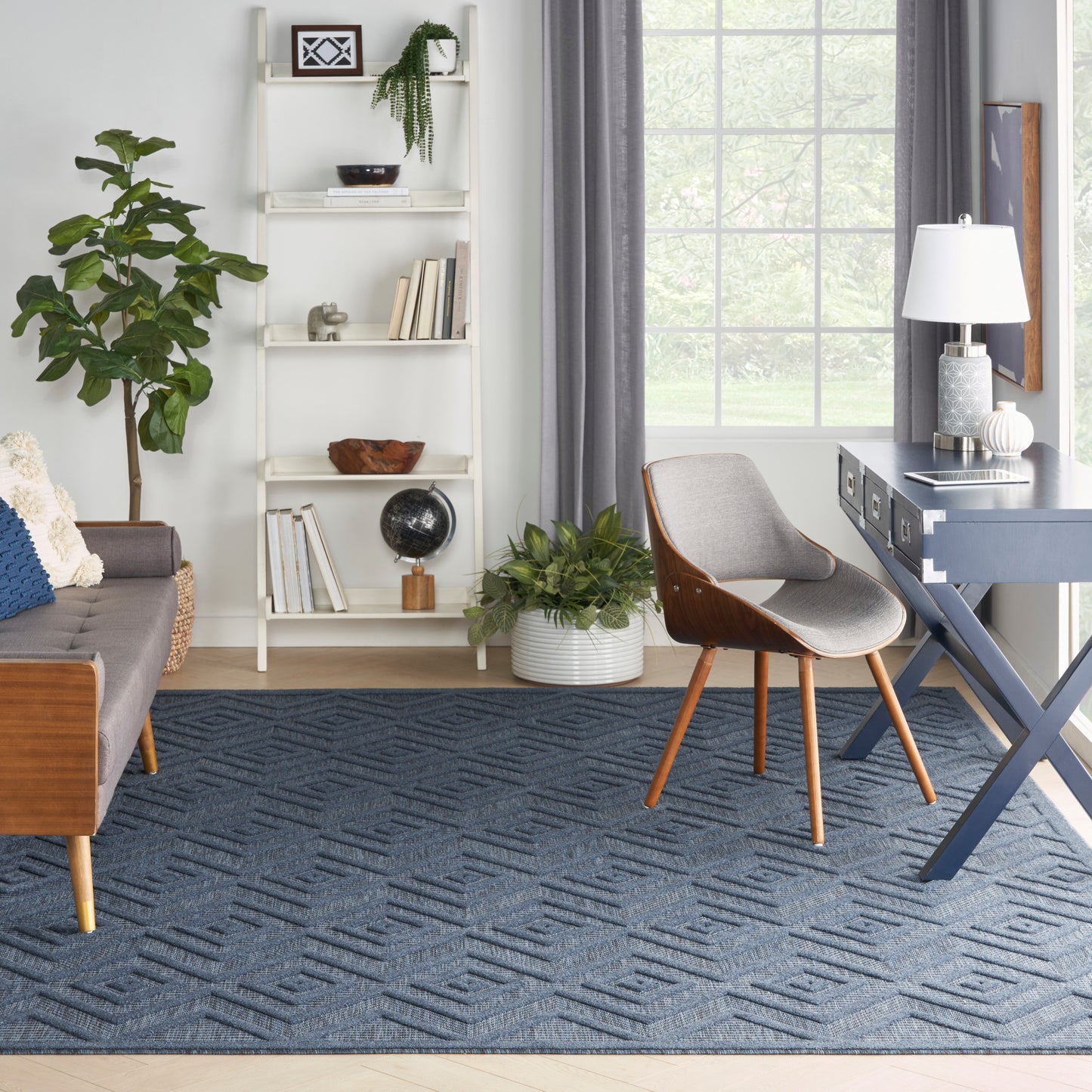 Nourison Versatile 9' x 12' Navy Blue Modern Rug