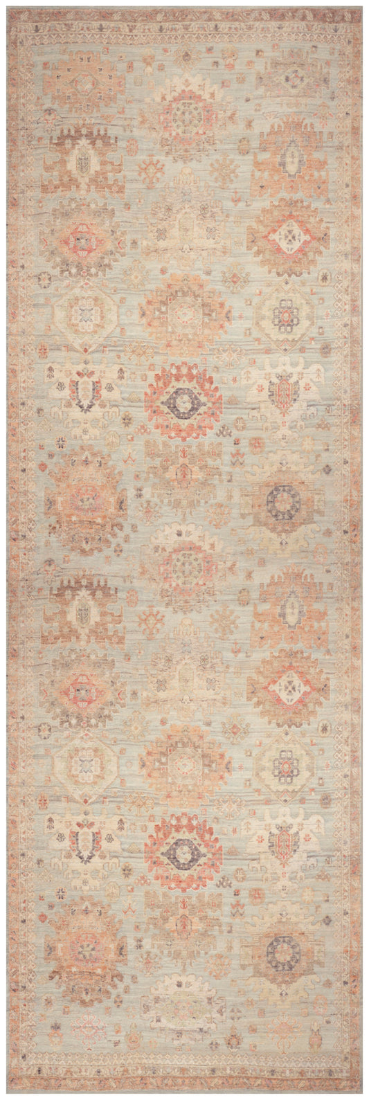 Nourison Vintage Washables 2' x 6' Sage Multicolor Vintage Indoor Rug