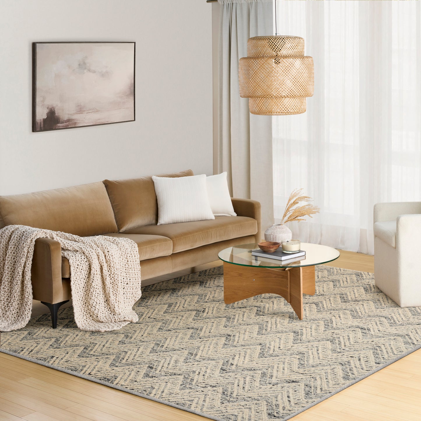 DKNY Pure Purl 5'3" x 7'3" Denim Ivory Modern Indoor Rug