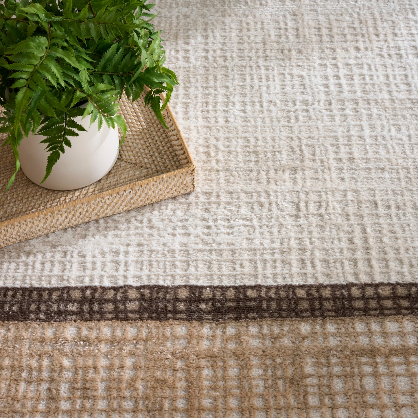 Nourison Dekor 5'3" x 7' Ivory Brown Modern Indoor Rug