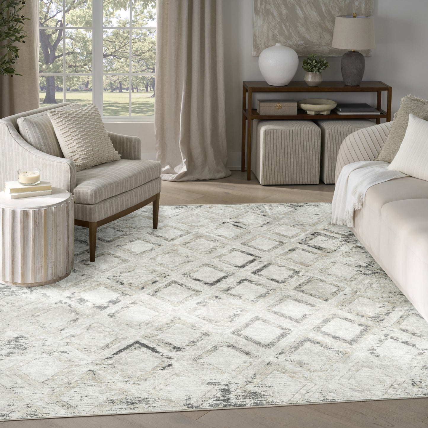 Nourison Dekor 7'10" x 9'10" Grey Charcoal Modern Indoor Rug