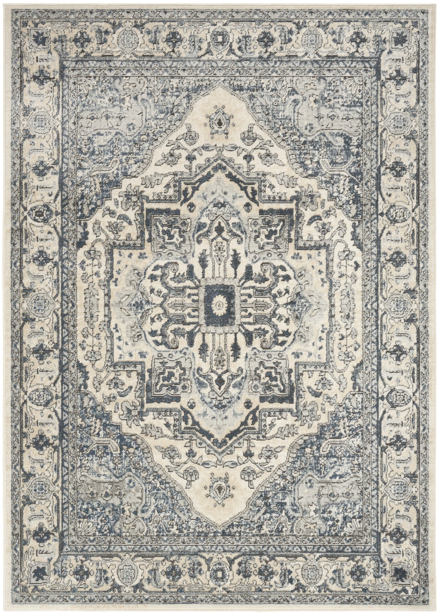 Nourison Quarry 5'3" x 7'3" Ivory Navy Vintage Indoor Rug