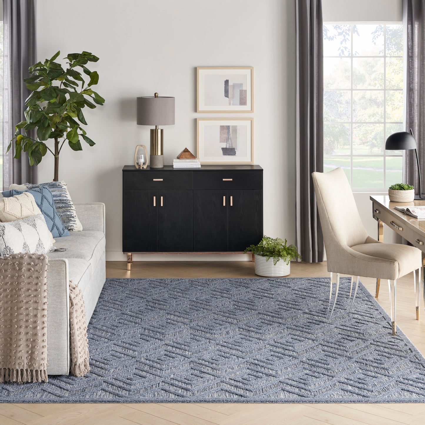 Nourison Versatile 9' x 12' Denim Blue Modern Rug