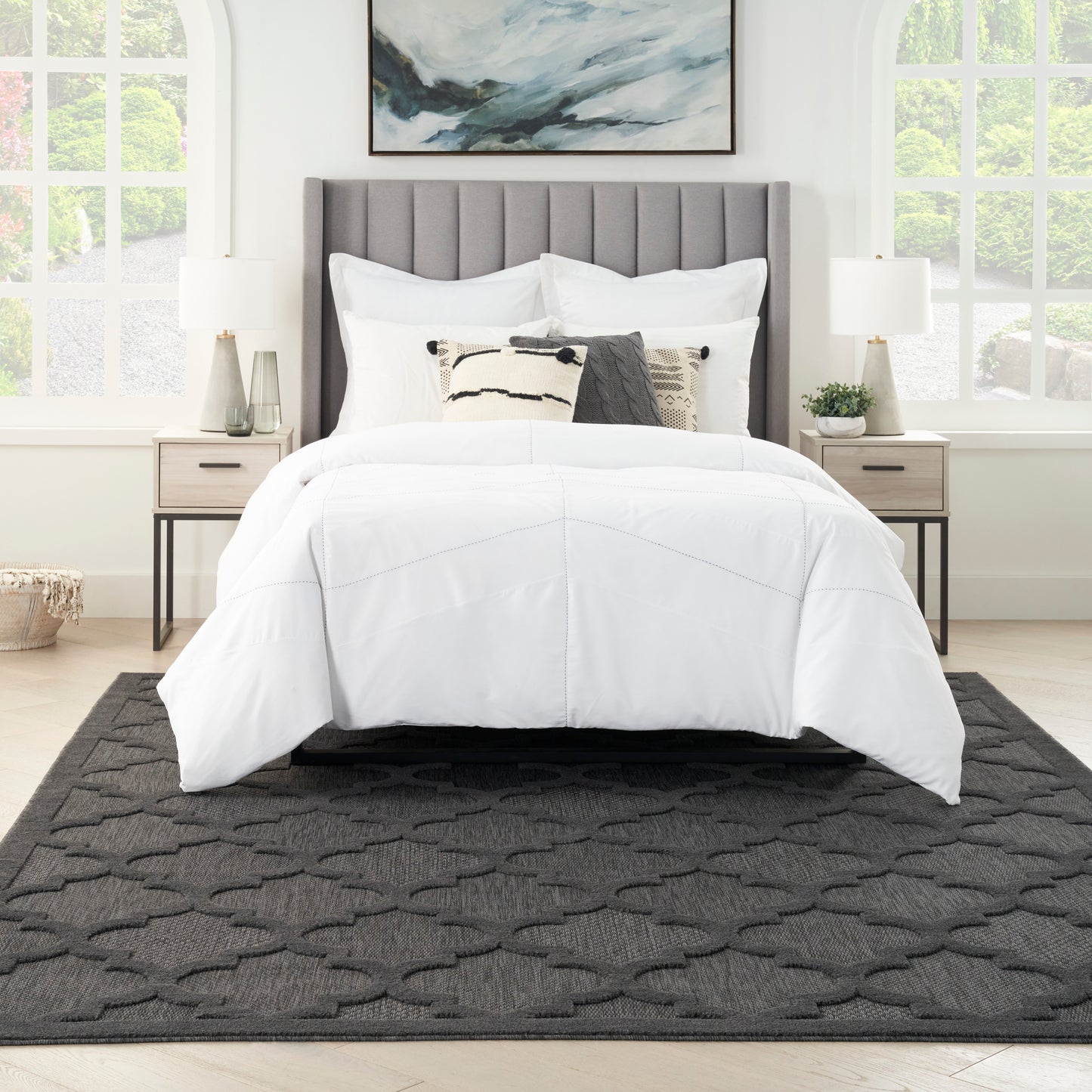 Nourison Easy Care 9' x 12' Charcoal Black Modern Rug