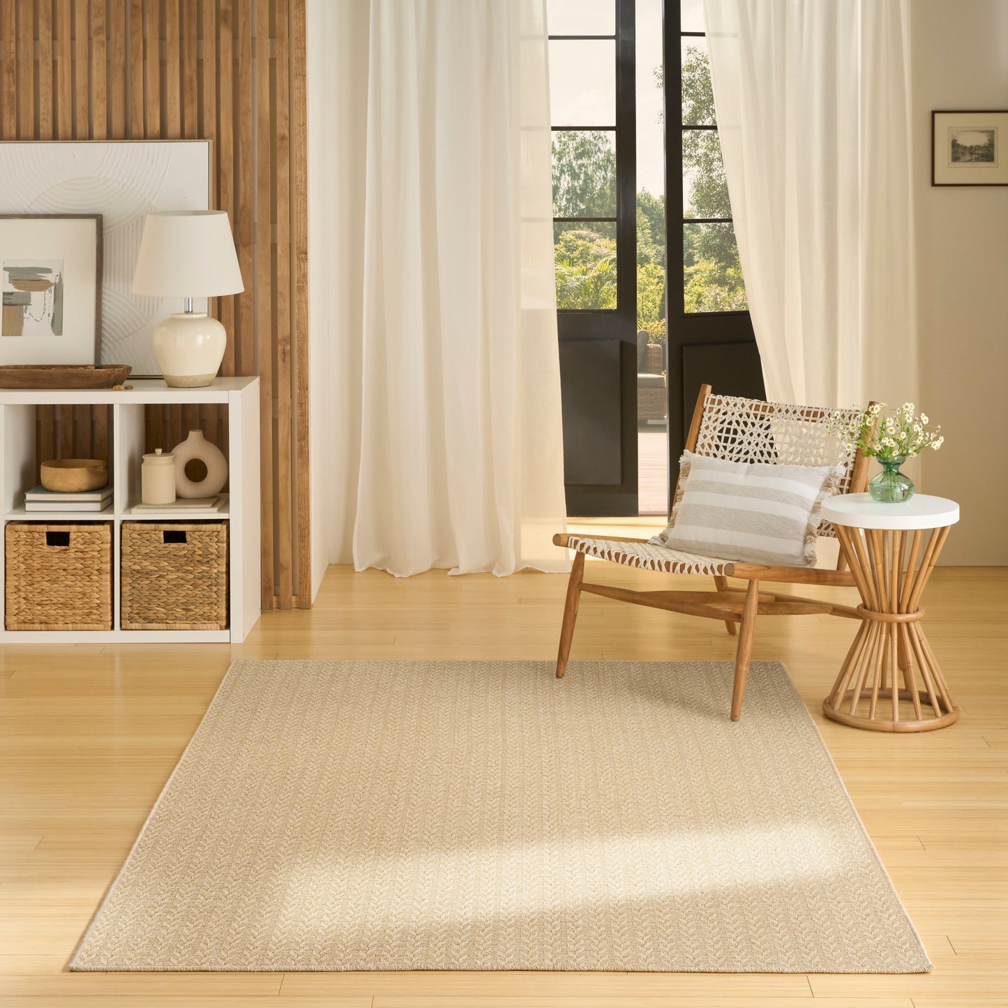 Nourison Tulum 6' x 9' Cream Outdoor Rug