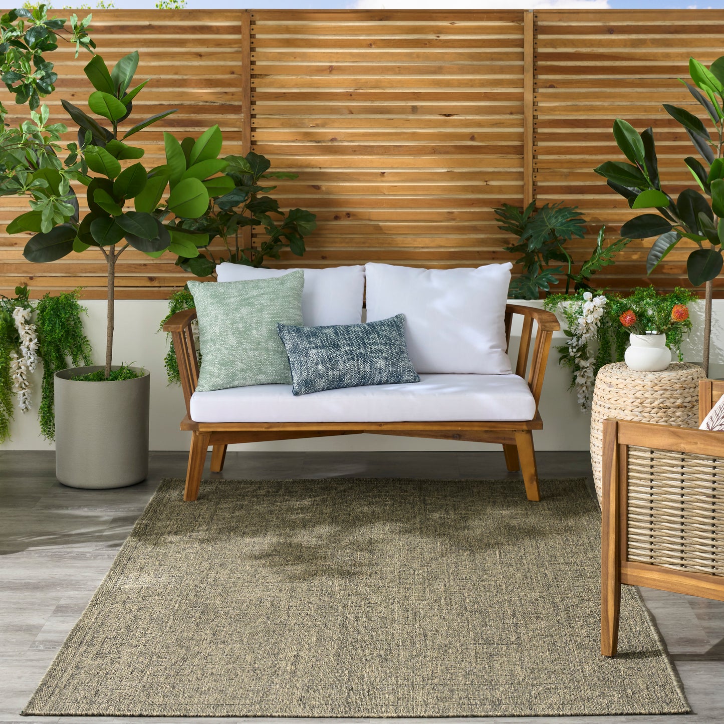 Nourison Tulum 5'3" x 7' Olive Outdoor Rug