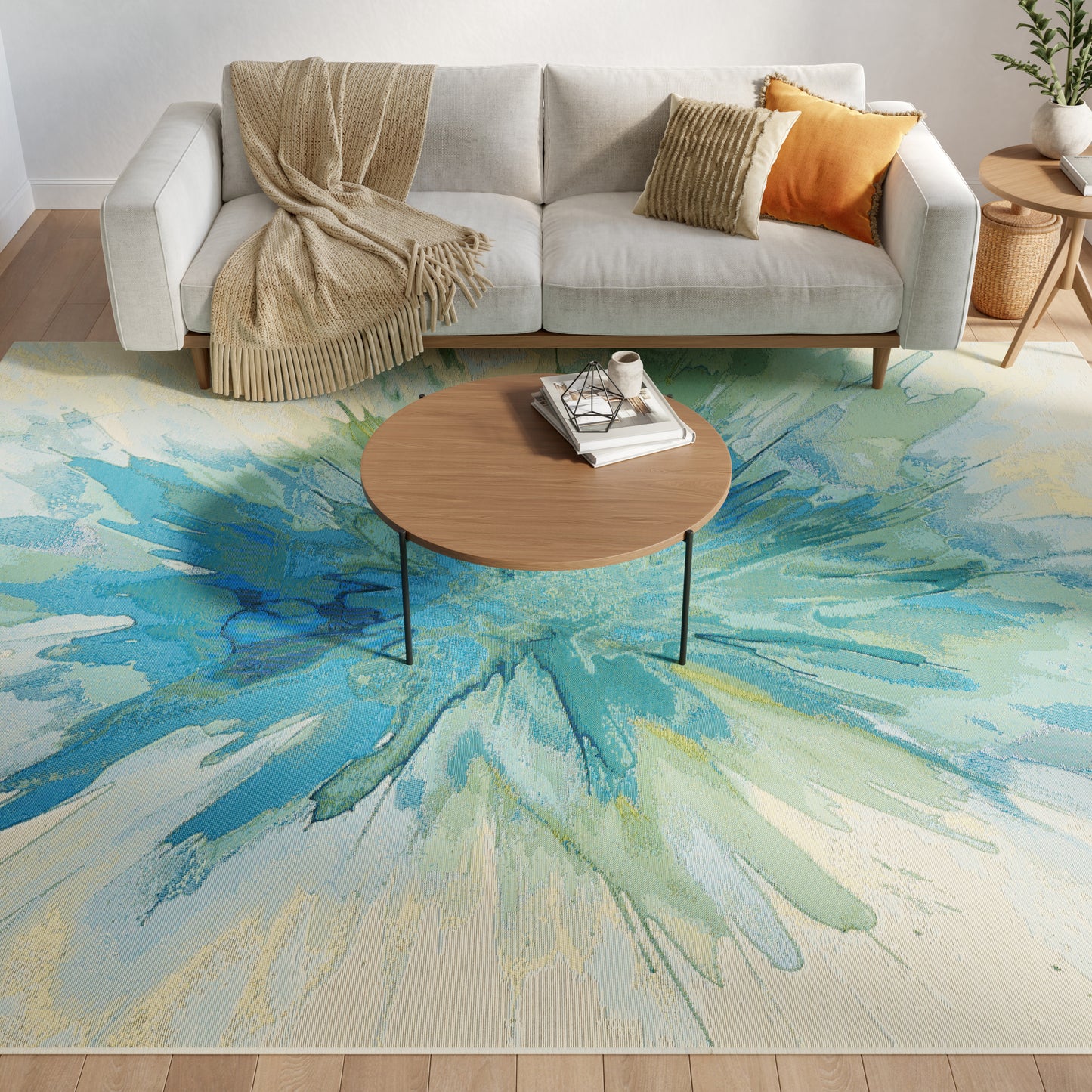 Nourison Color Splash 7'10" x 9'10" Ivory Blue Modern Rug