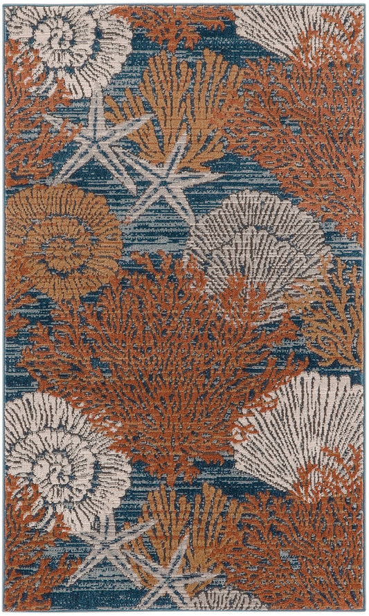 Nourison Seaside 2' x 3' Blue Multicolor Coastal, Nautical & Beach Indoor Rug