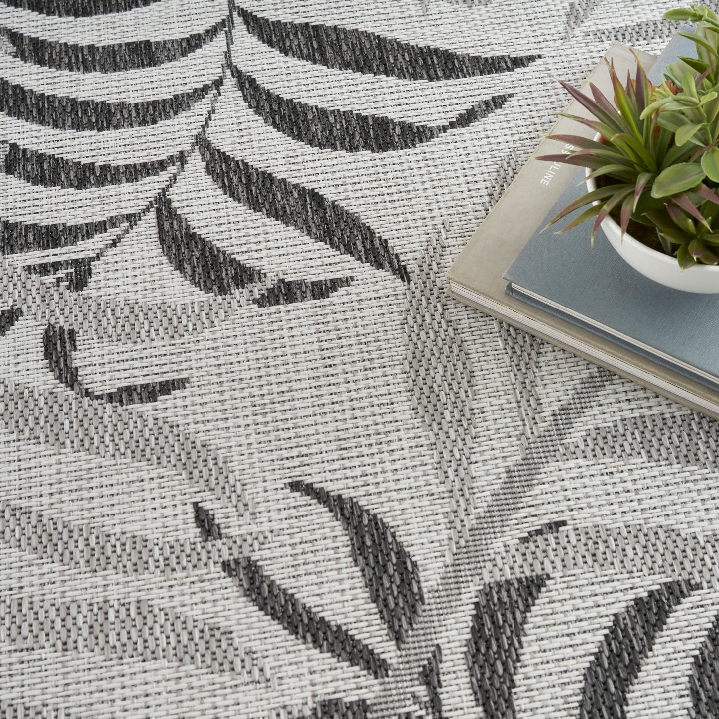 Nourison Garden Oasis 10' x 14' Grey Tropical Rug