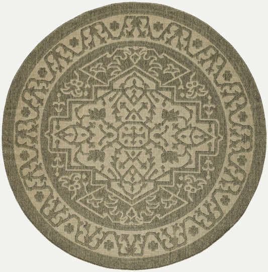 Nourison Tulum 8' x Round Olive Outdoor Rug