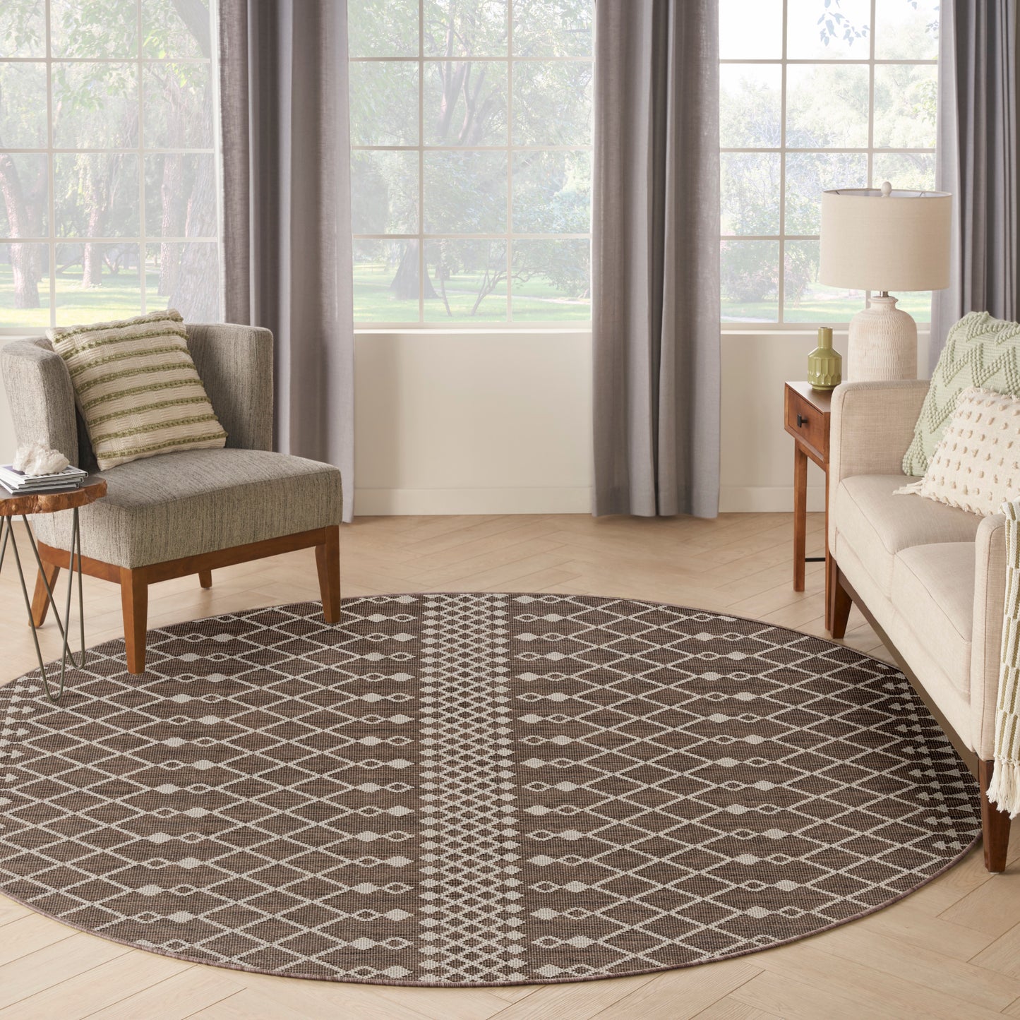 Nourison Positano 6' x Round Natural Modern Rug