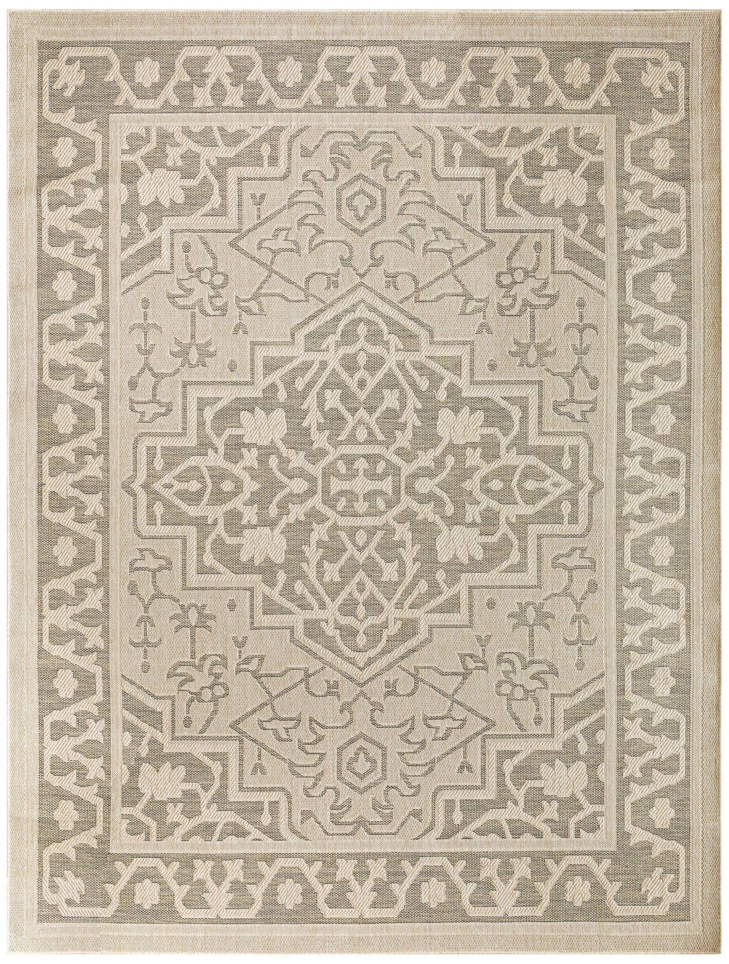Nourison Tulum 9' x 12' Taupe Olive Outdoor Rug