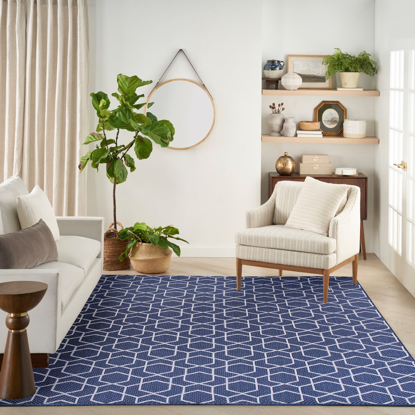 Nourison Horizon Indoor/Outdoor 10' x 14' Navy Modern Rug