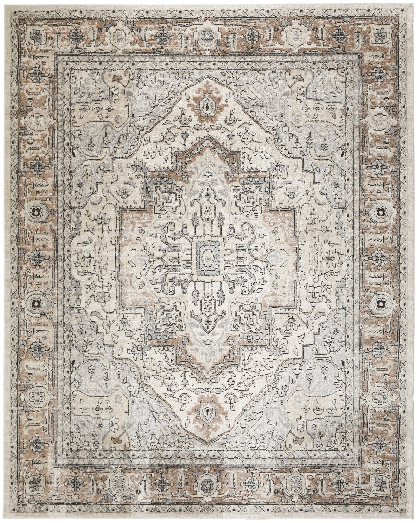 Nourison Quarry 7'10" x 9'10" Ivory Grey Taupe Vintage Indoor Rug