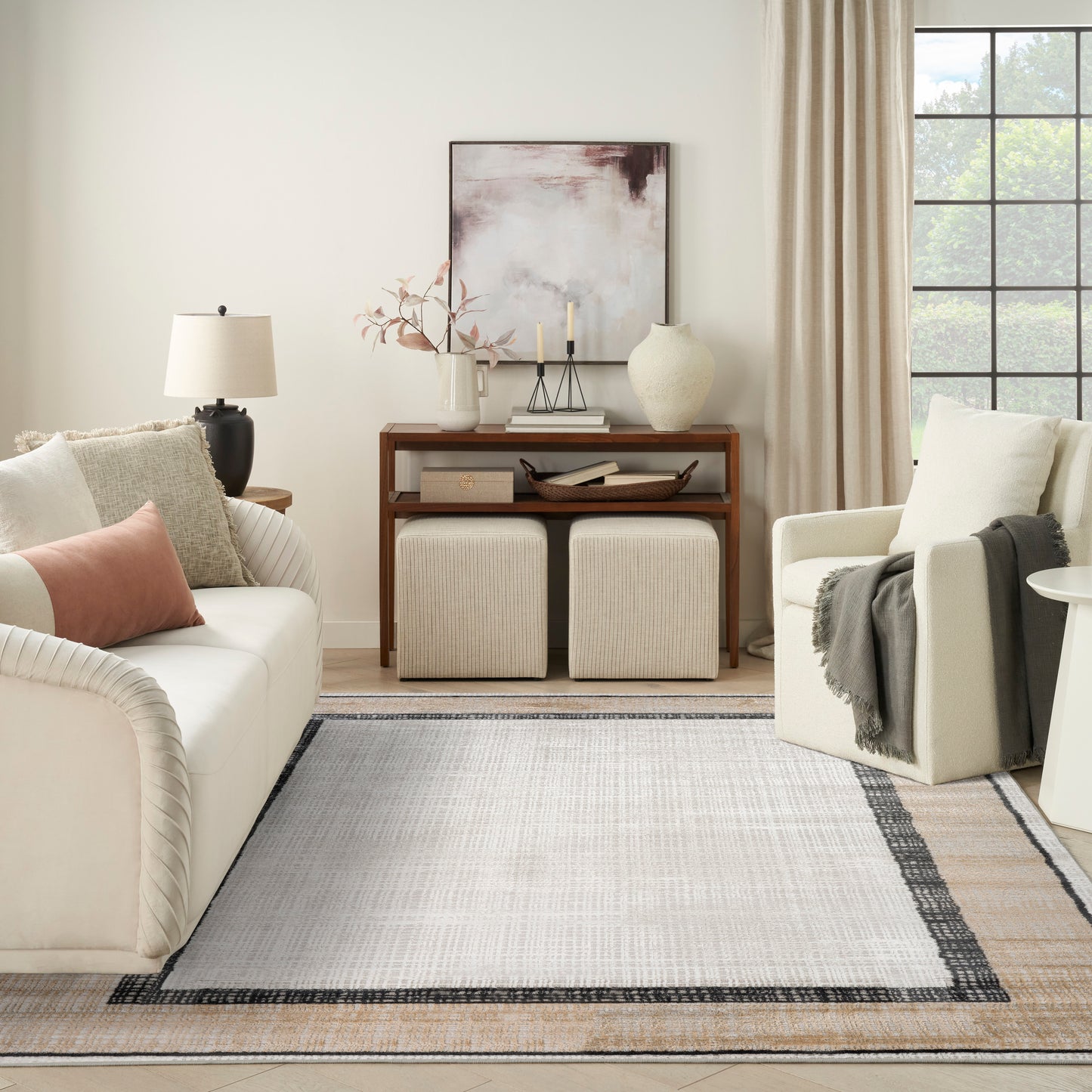 Nourison Dekor 7'10" x 9'10" Grey Charcoal Modern Indoor Rug