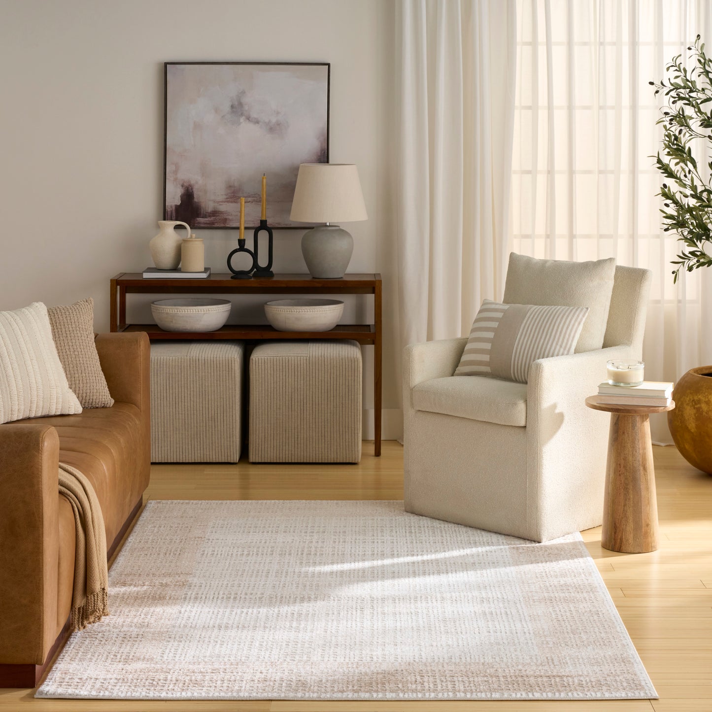 Nourison Dekor 4' x 6' Ivory Beige Modern Indoor Rug